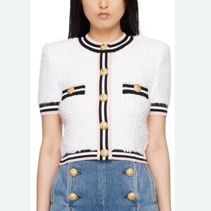 Elegant White and Black Women's Cardigan